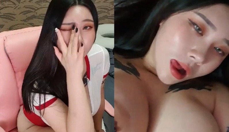 [韓國] 紅白大對抗~黑長直主播的情慾實況!!大乳暈大胸部可以揉嗎？